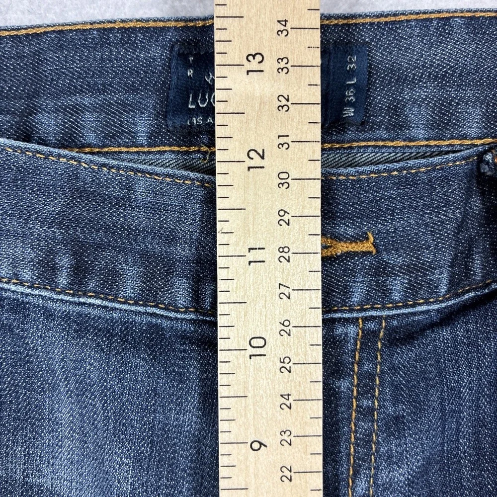 Lucky Brand Men's 410 Athletic Fit Blue Denim Jeans Size 36x32 Whiskering Fade